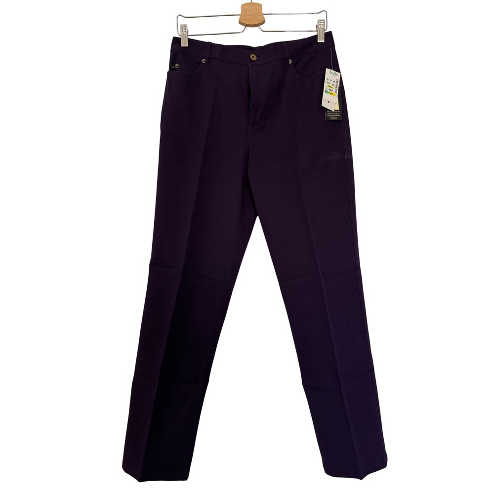 Peck & Peck Elizabeth Fit Purple Straight Leg Pants Contour Waistband 835312 8